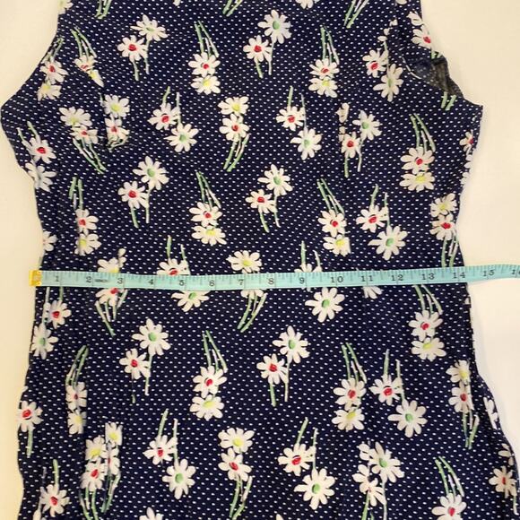 Esprit Sleeveless Mini Slip Dress Floral & Polka Dot Vintage Zipper Sz Sm Navy - Picture 11 of 14